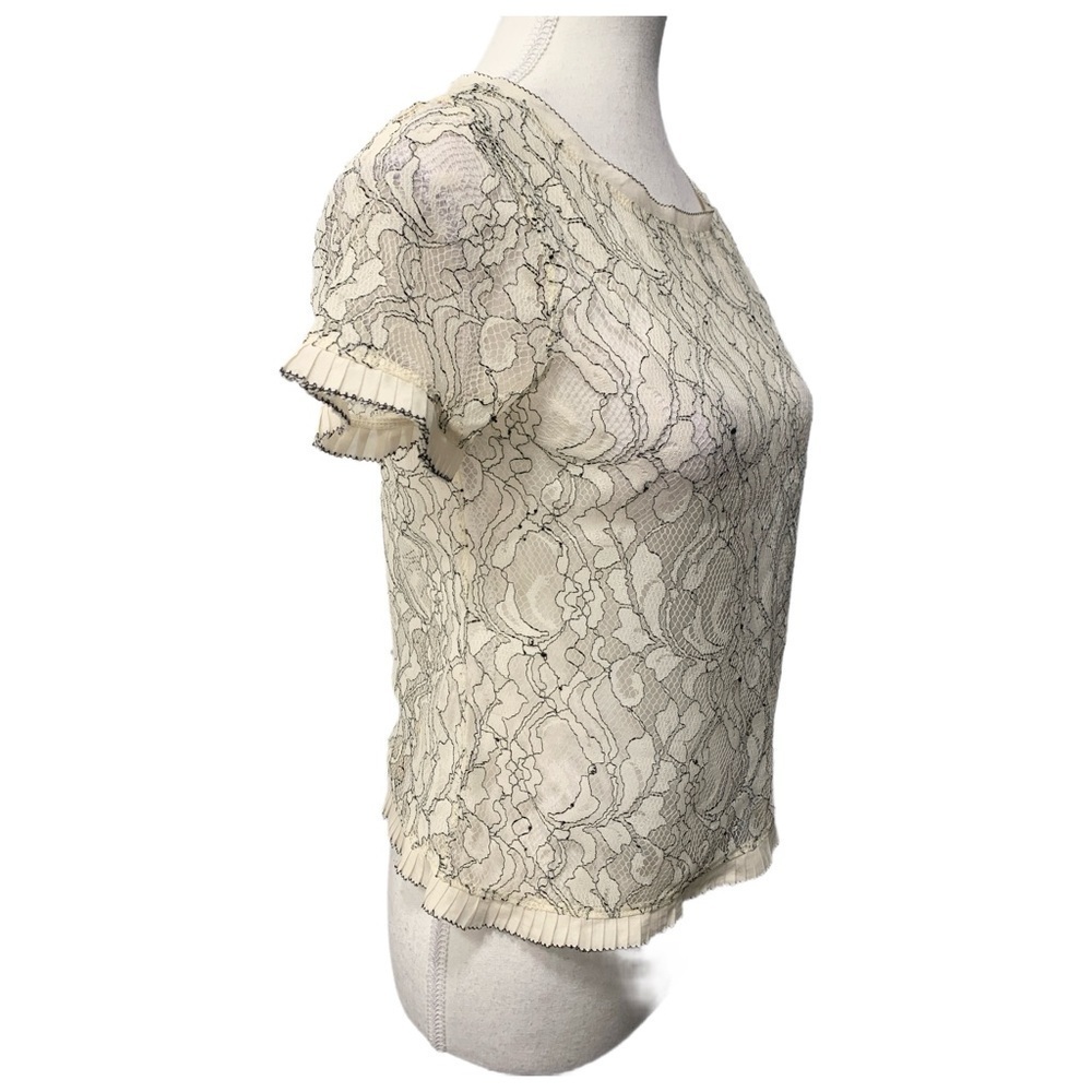 Ann Taylor Cream Floral Lace Sheer Top Size XS - Picture 6 of 10